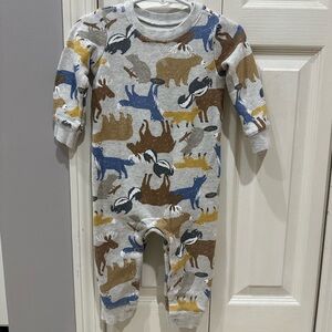 Carters Animal Print Kids 1 Piece Cozy Pjs With Snaps, Fuzy Soft Lining Inside